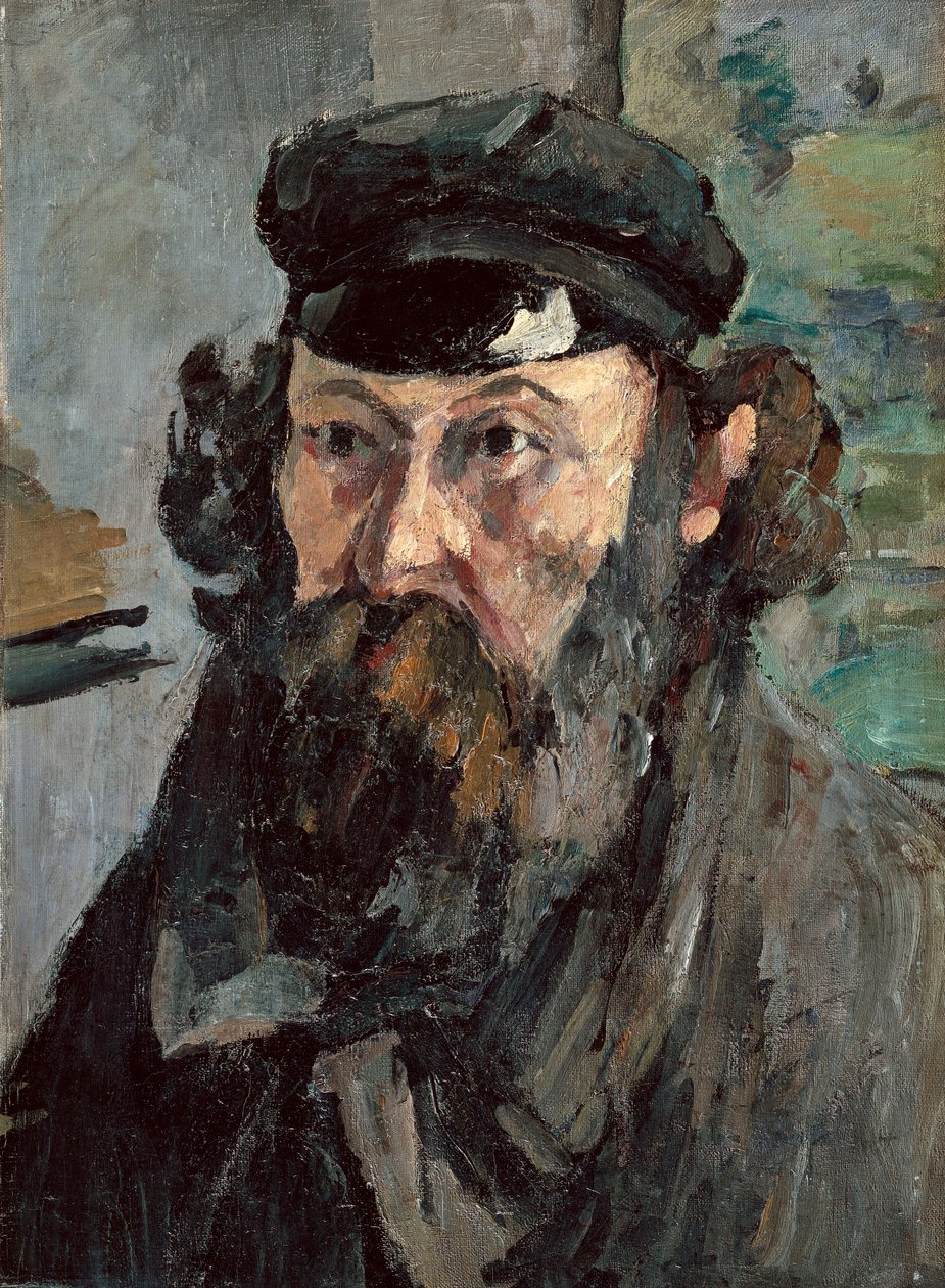 Självporträtt med hatten av Paul Cézanne