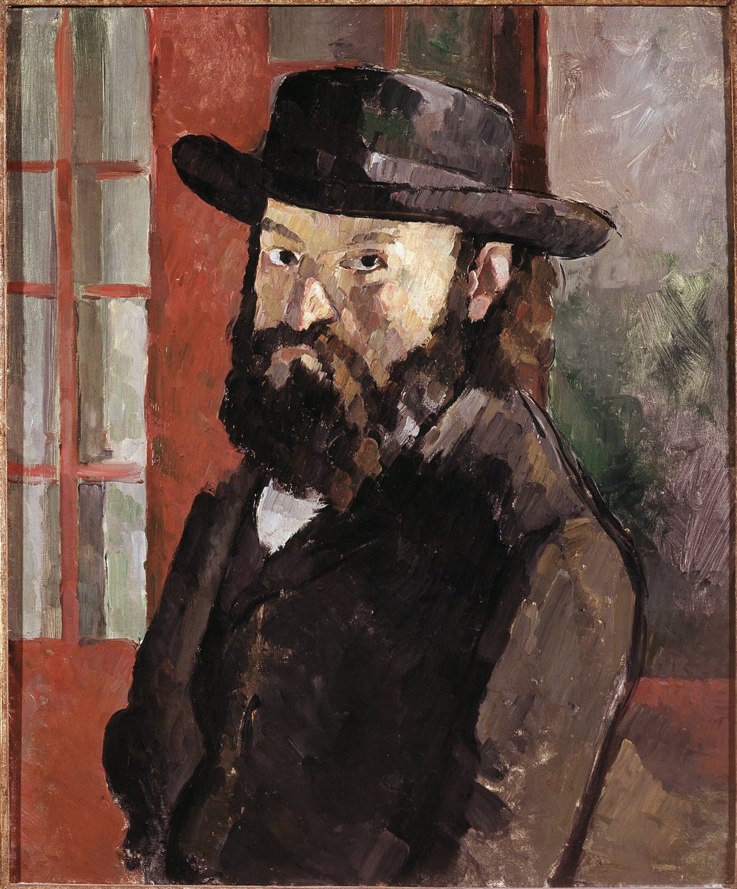 Självporträtt, ca 1879-82 (olja på duk) av Paul Cézanne