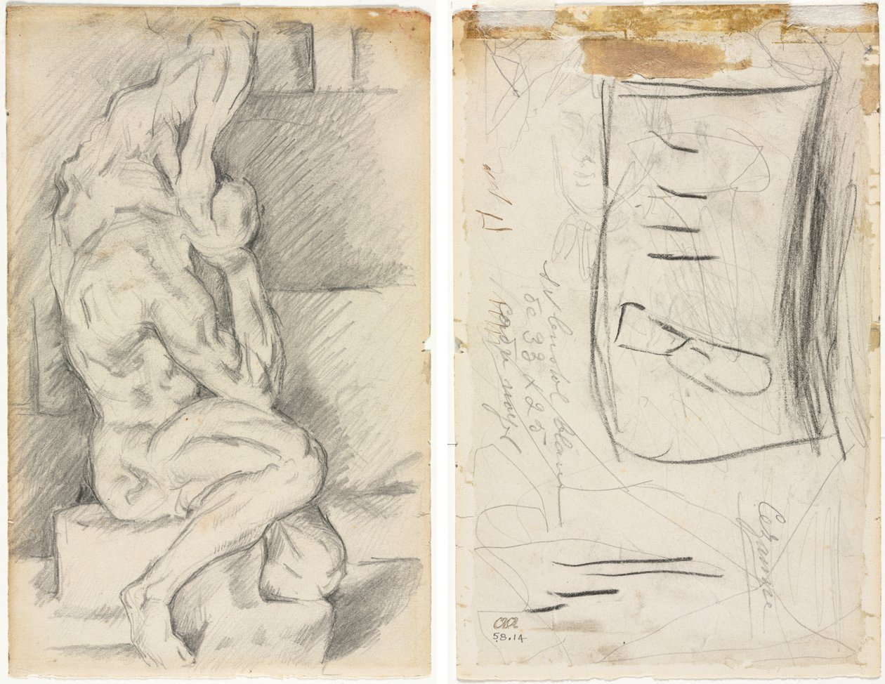 Skiss av anatomisk skulptur (recto) Skiss av Madame Cézanne (verso) av Paul Cézanne