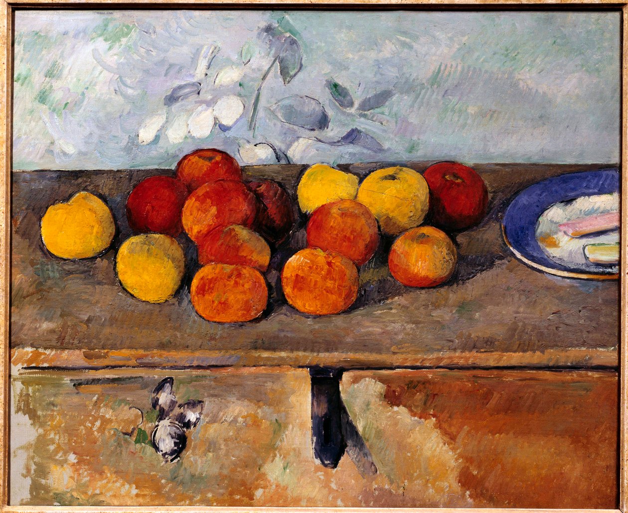 Stilleben av äpplen och kex Målning av Paul Cezanne (1839-1906) 1880 ca. Sol. 0,45x0,55 m Paris, Musee de l