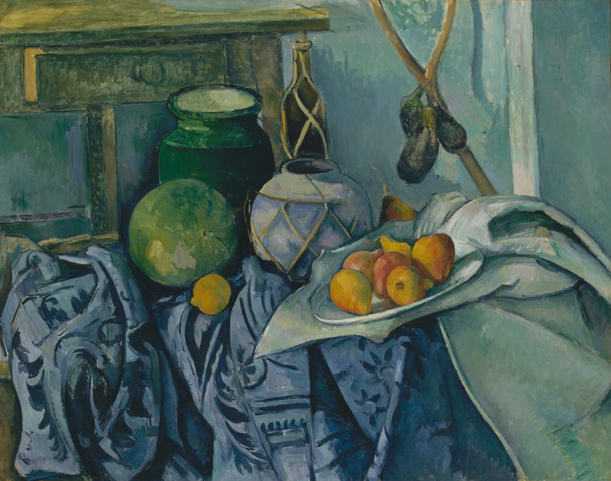 Stilleben med en ingefärsburk och auberginer, 1893-94. av Paul Cézanne