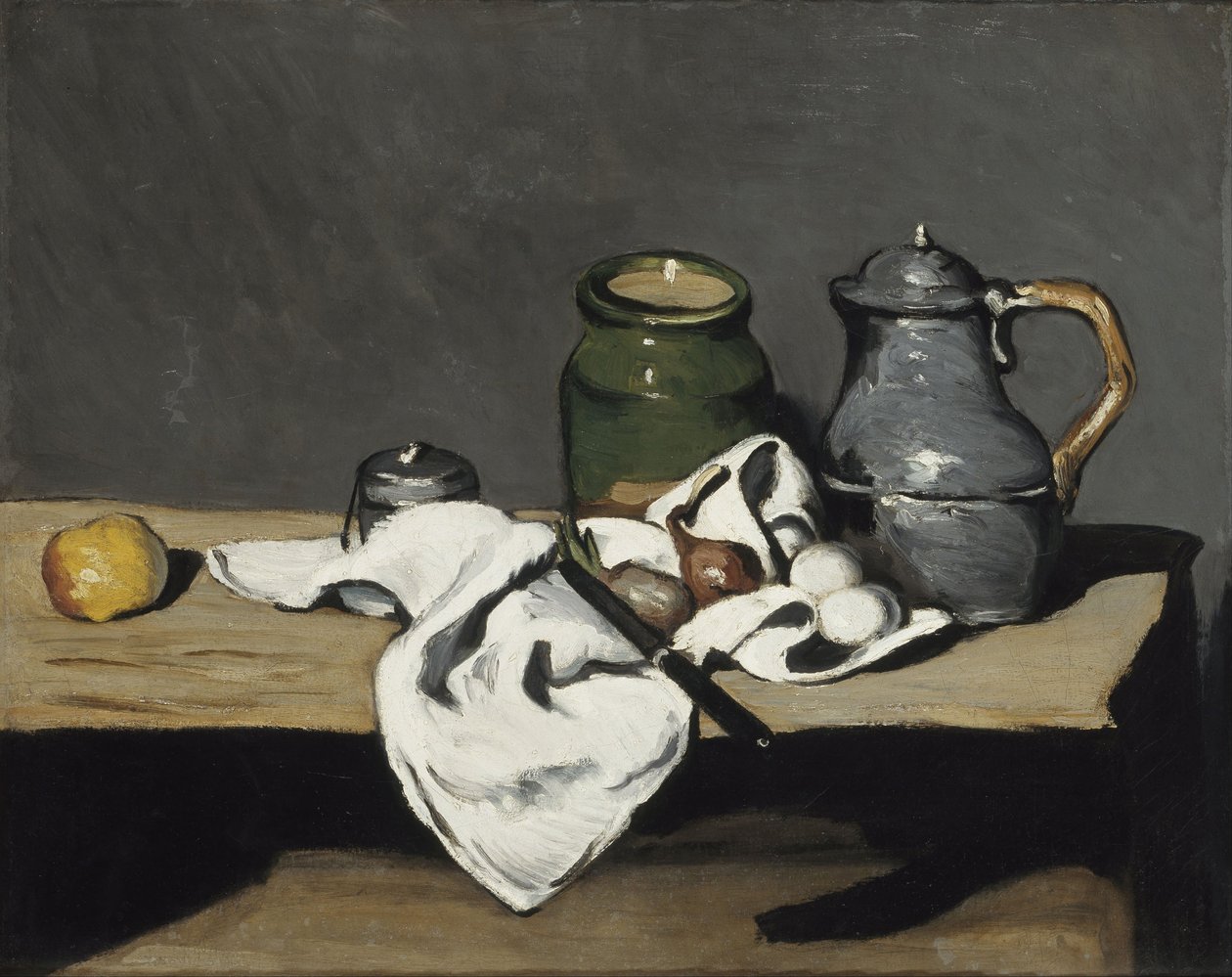 Stilleben med vattenkokare, 1867-1869 av Paul Cézanne