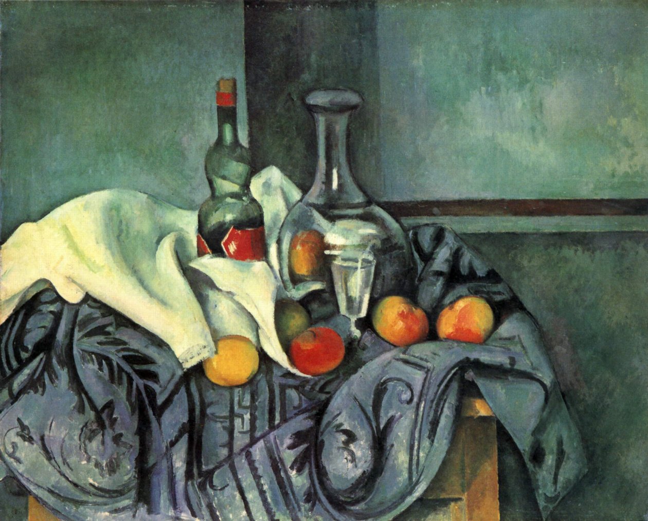 Stilleben, pepparmyntsflaska av Paul Cézanne