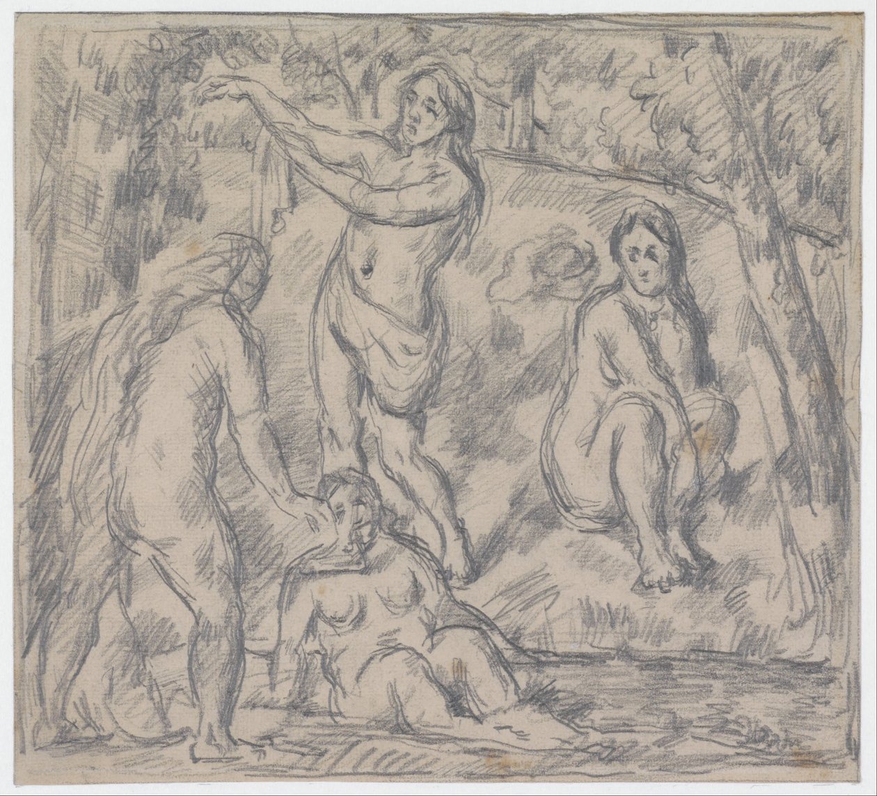 Studie av fyra kvinnor som badar av Paul Cézanne