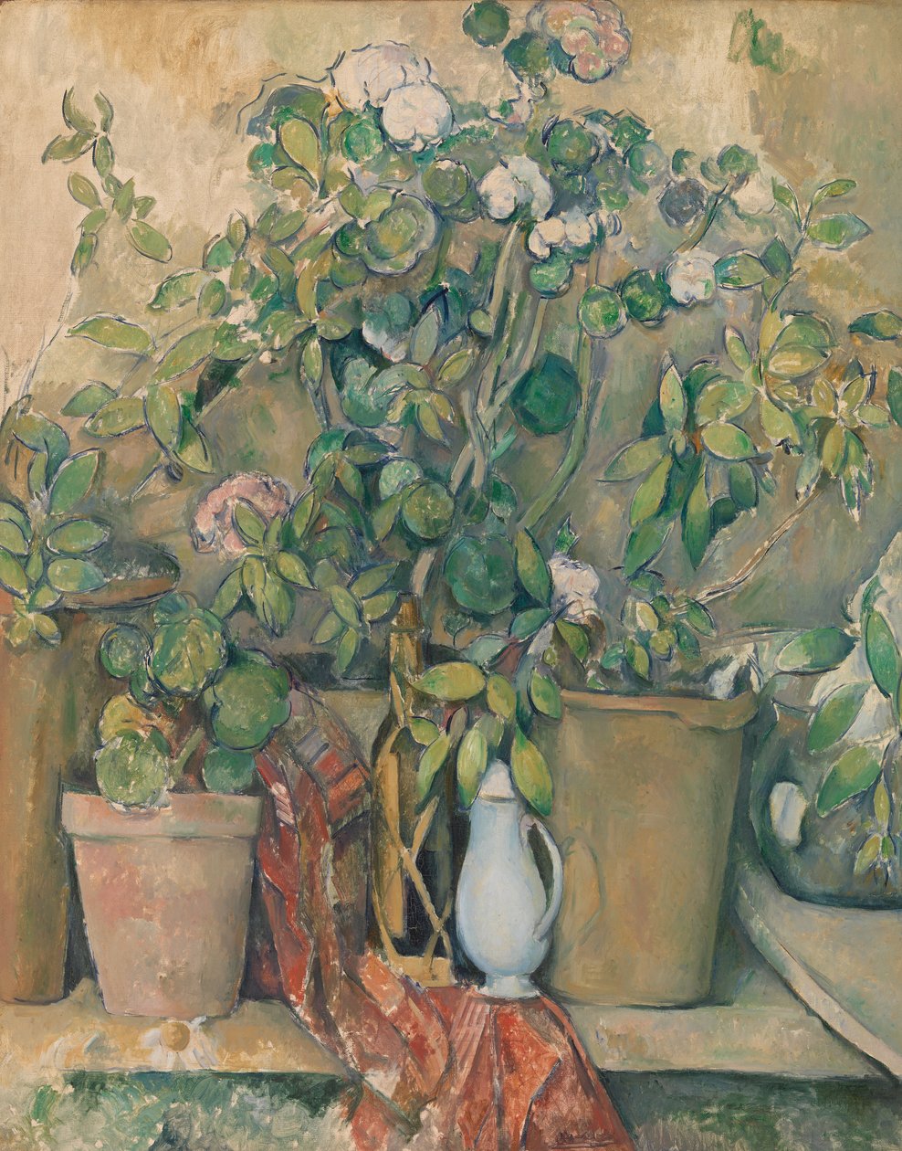 Terrakottakrukor och blommor av Paul Cézanne