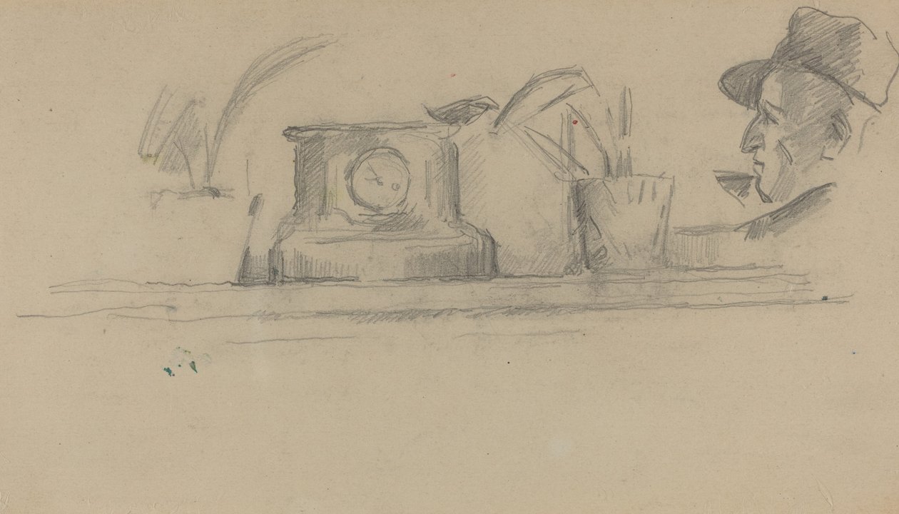 Konstnärens far och föremål på en mantel [verso], 18771881. av Paul Cézanne