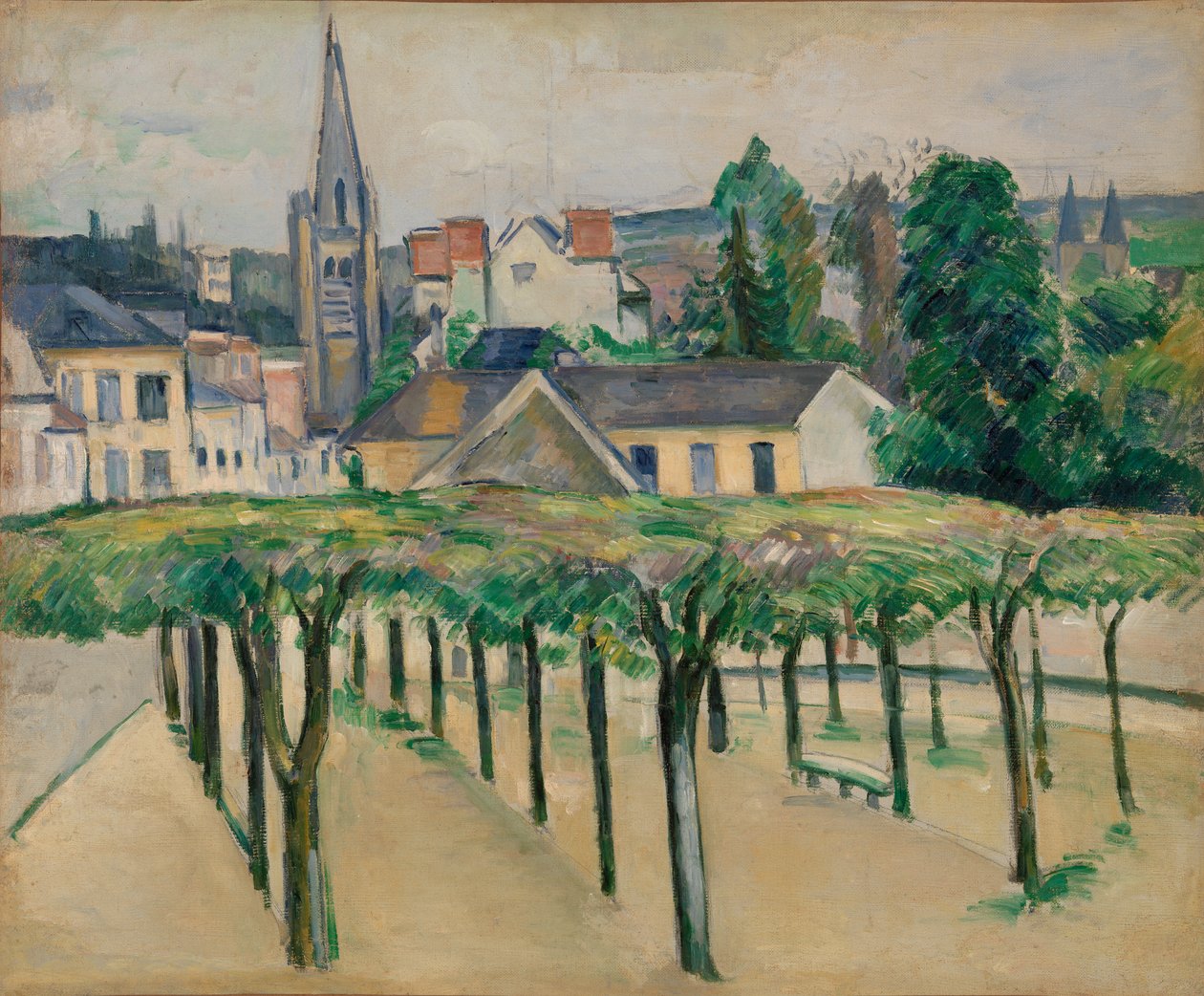 Kyrkan Saint-Aspais sett från Place de la Préfecture i Melun av Paul Cézanne