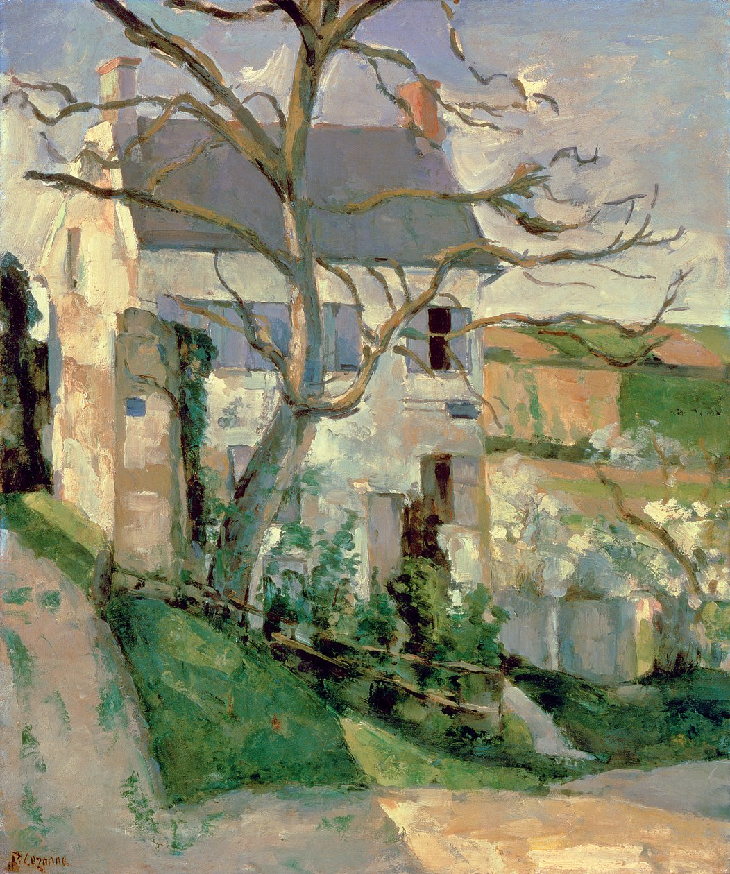 Huset och trädet, c.1873-74 av Paul Cézanne