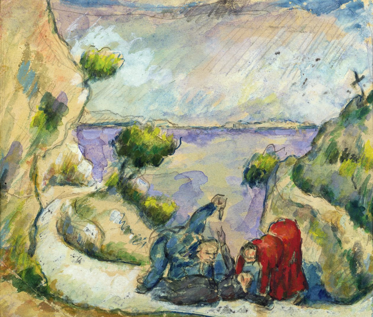 Mordet, ca 1867-70 (akvarell och gouache på papper) av Paul Cézanne