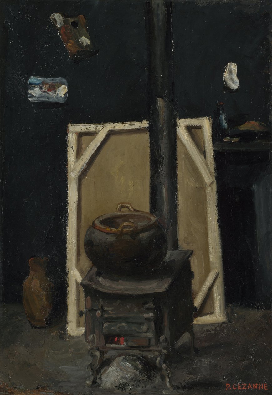 Kaminen i studion, ca 1865 av Paul Cézanne