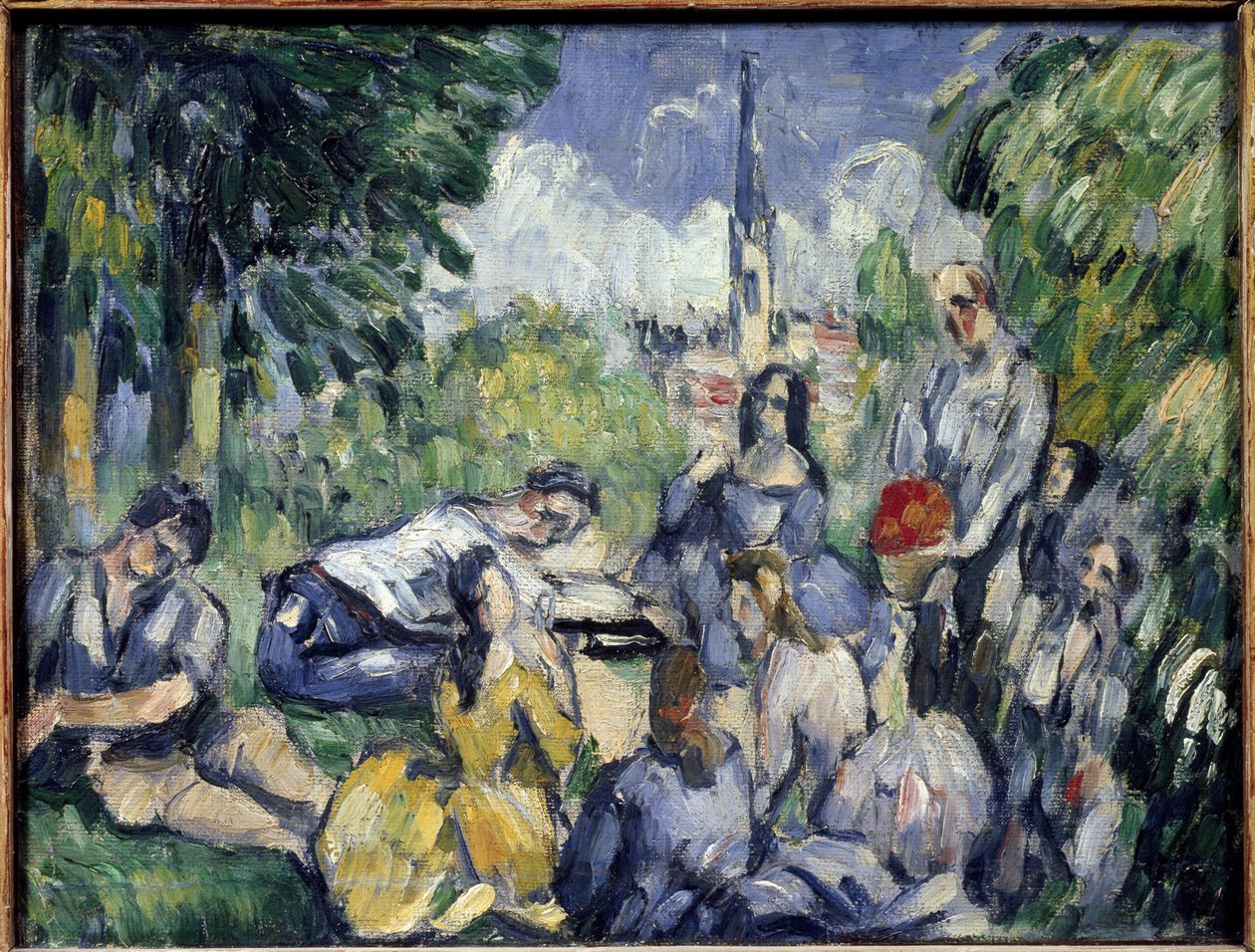 Frukosten på gräset - Olja på duk av Paul Cézanne