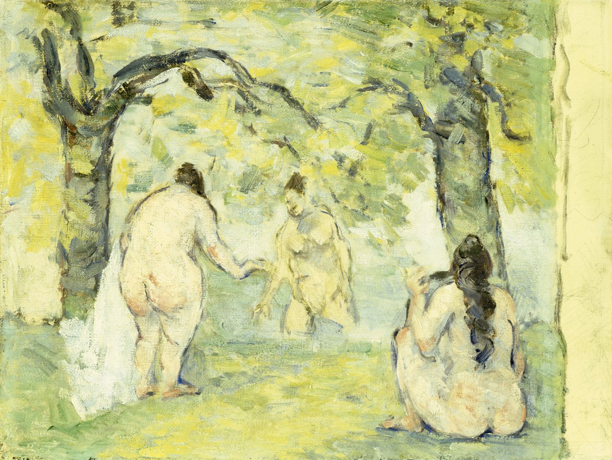 Tre badande, 1875-77 av Paul Cézanne