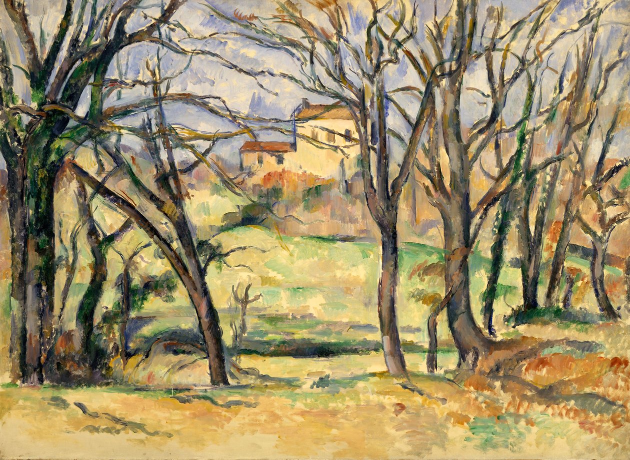 Träd och hus nära Jas de Bouffan, 1885-86. av Paul Cézanne
