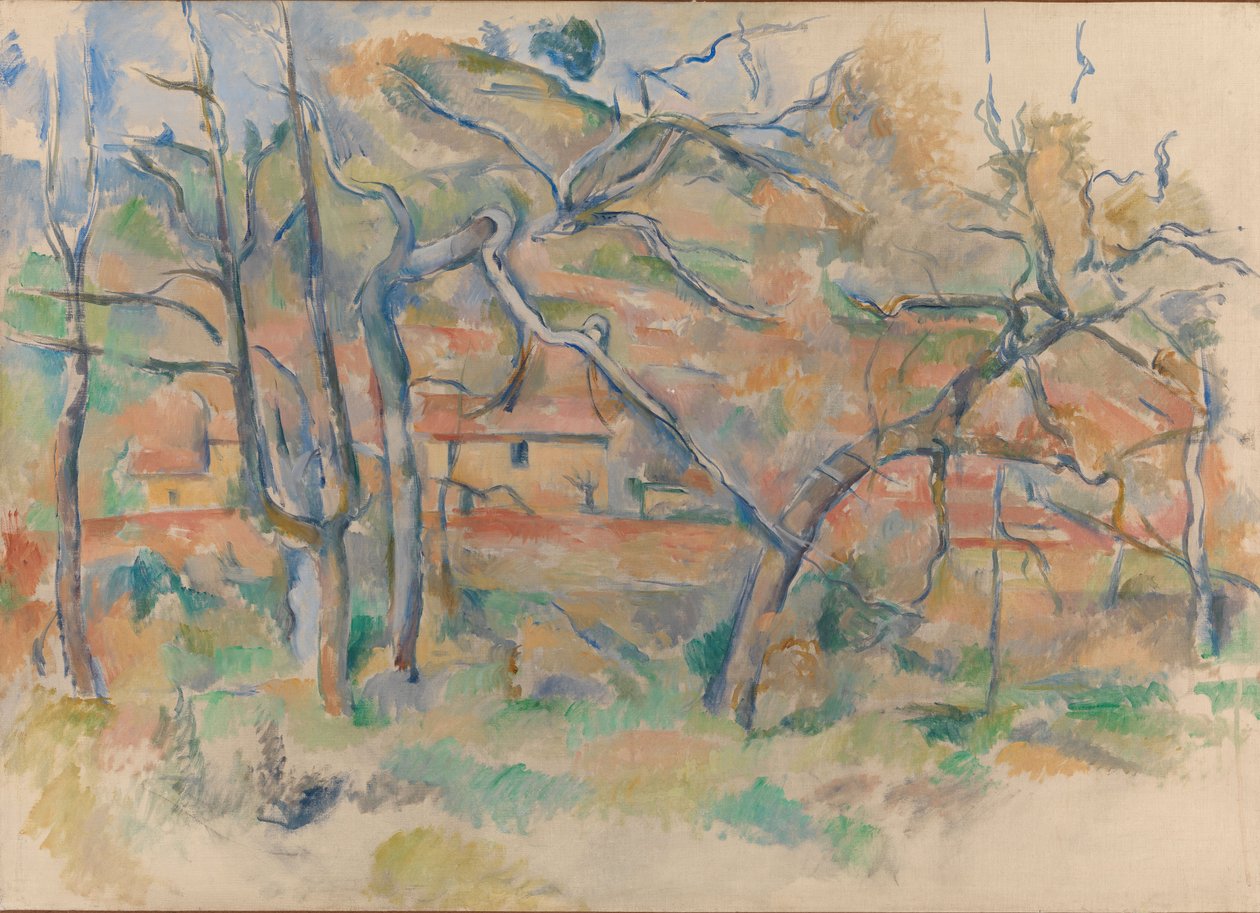 Träd och hus, Provence, ca 1885 (olja på duk) av Paul Cézanne