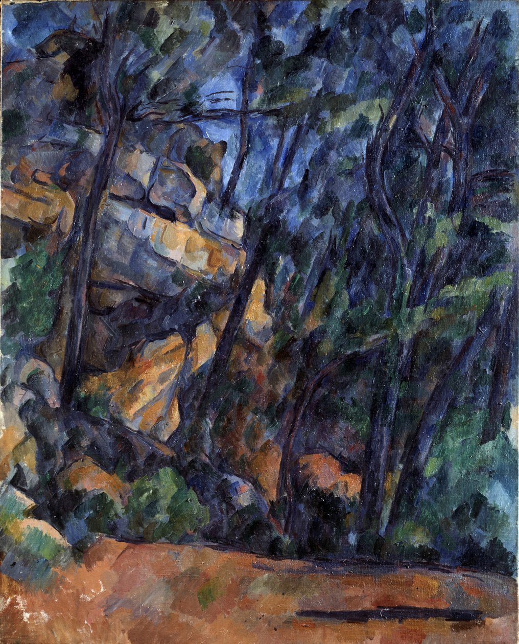 Träd och stenar i parken Château Noir, ca 1904. av Paul Cézanne