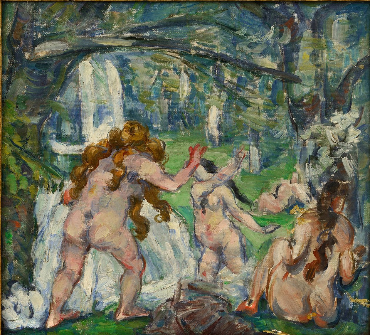 ""Tre badande"" Målning av Paul Cezanne (1839-1906) 1875 Olja på duk - storlek 30,5x33cm Privat samling av Paul Cézanne