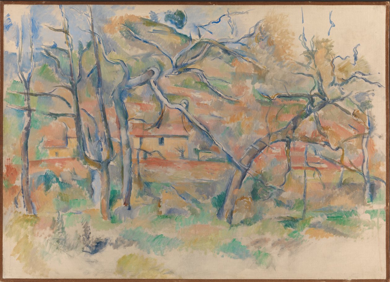Träd och hus, Provence av Paul Cézanne