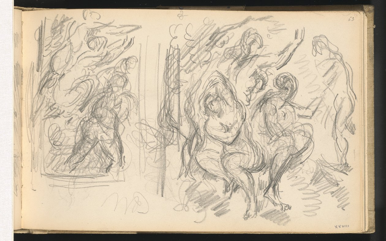 Två studier för "The Judgment of Paris" eller "The Amorous Shepherd" av Paul Cézanne