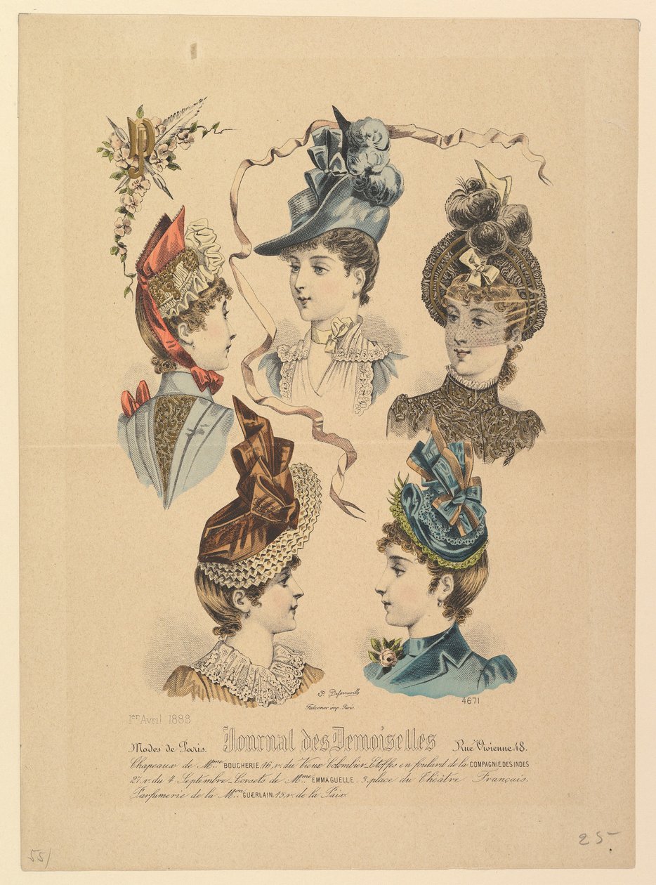 Dammössor, nr 4671, från Journal des Demoiselles, 1 april 1888. av Paul Deferneville