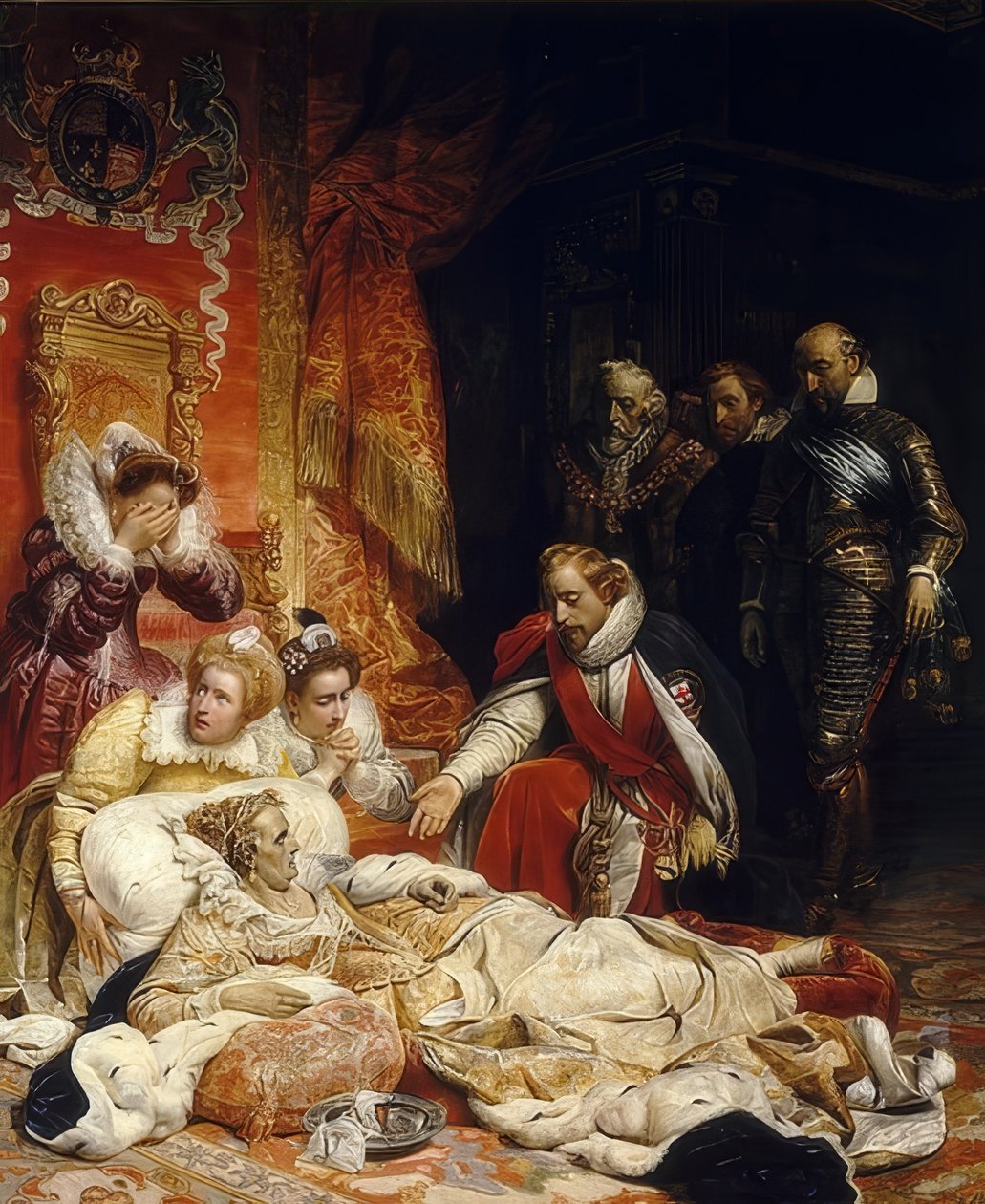 Drottning Elizabeth I av England död. 1828 av Paul Delaroche
