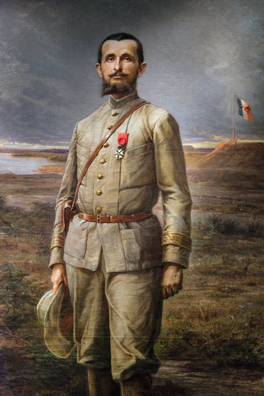 detalj av målningen "" Commander Marchand"" (Jean Baptiste - Jean-Baptiste Marchand av Paul Dominique Philippoteaux