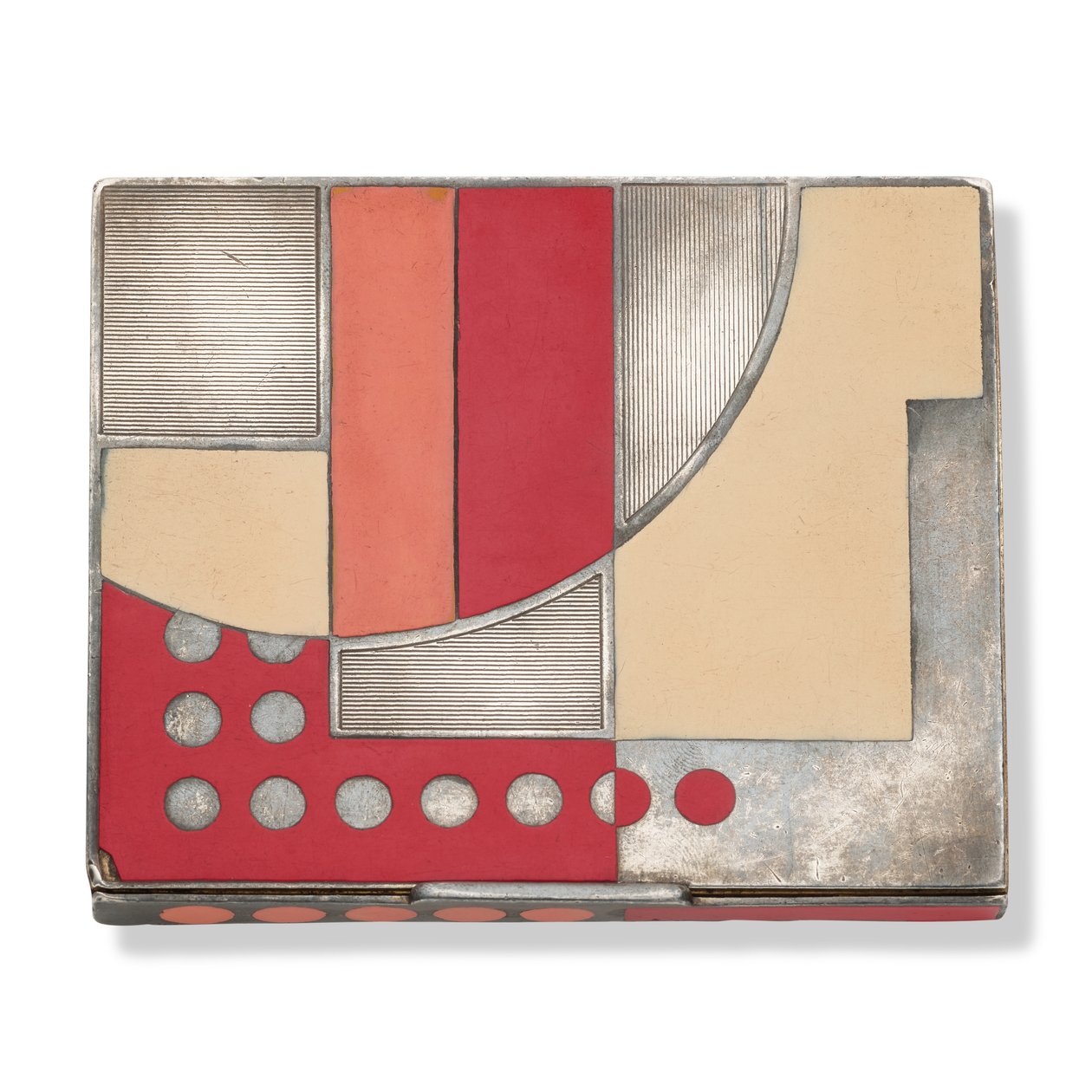 Art déco cigarettfodral, ca 1930 (silver, silverförgylld metall & lack) av Paul Emile Brandt