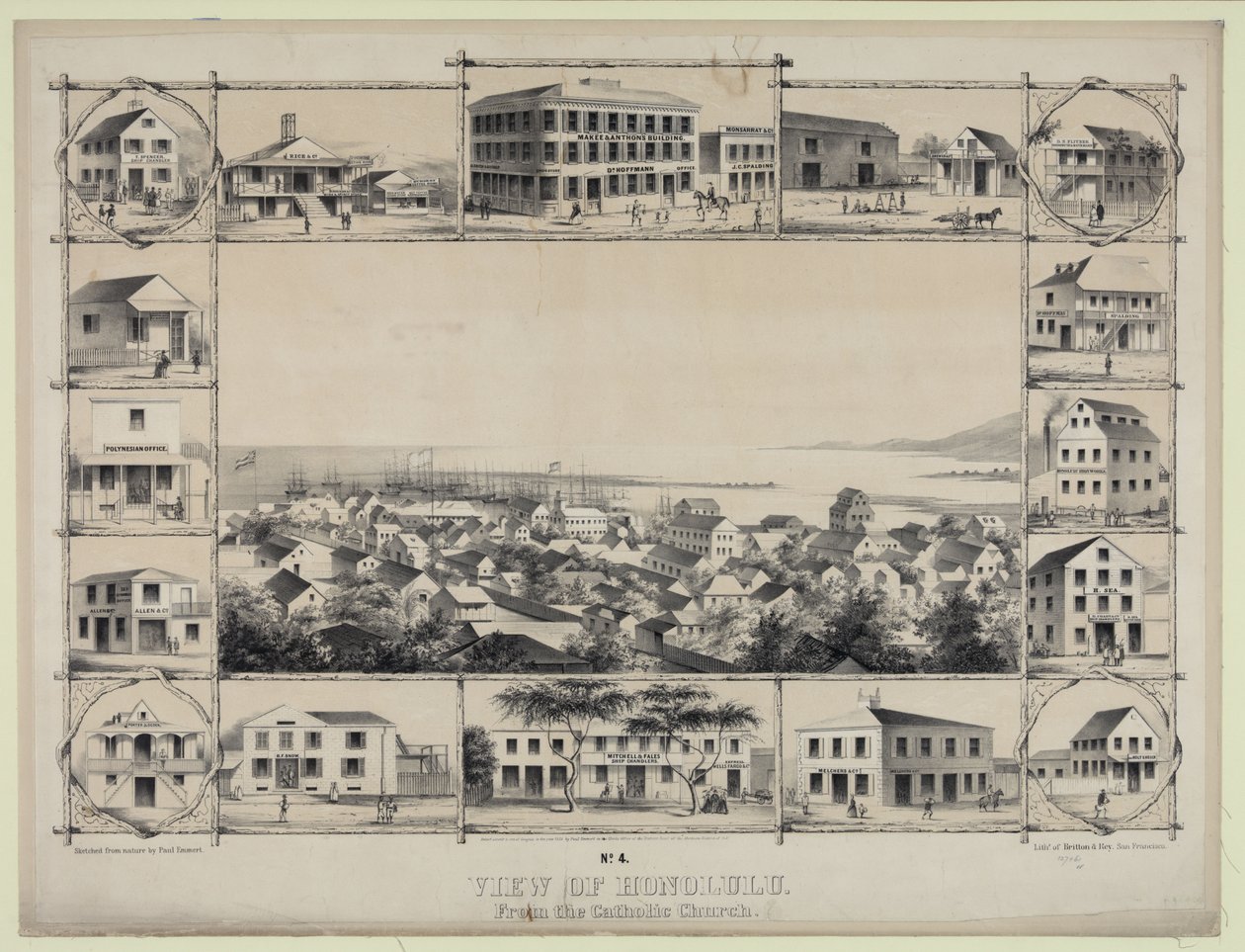 Nr 4. Utsikt över Honolulu. Från den katolska kyrkan. av Paul Emmert