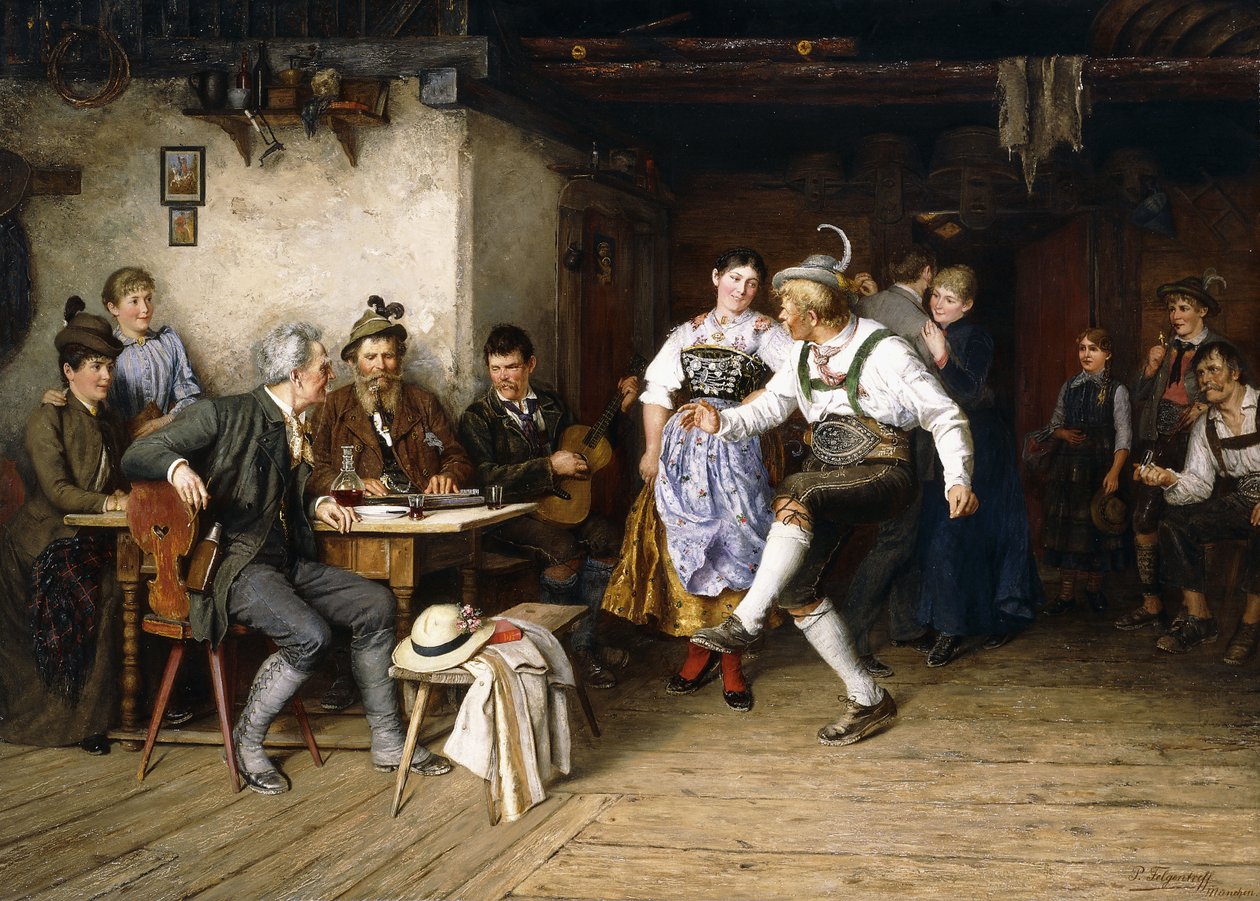 Interiör av en Weinstube (olja på duk) av Paul Felgentreff