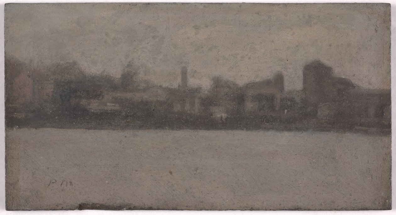 Themsen vid Battersea (olja på akademiskivan) av Paul Fordyce Maitland