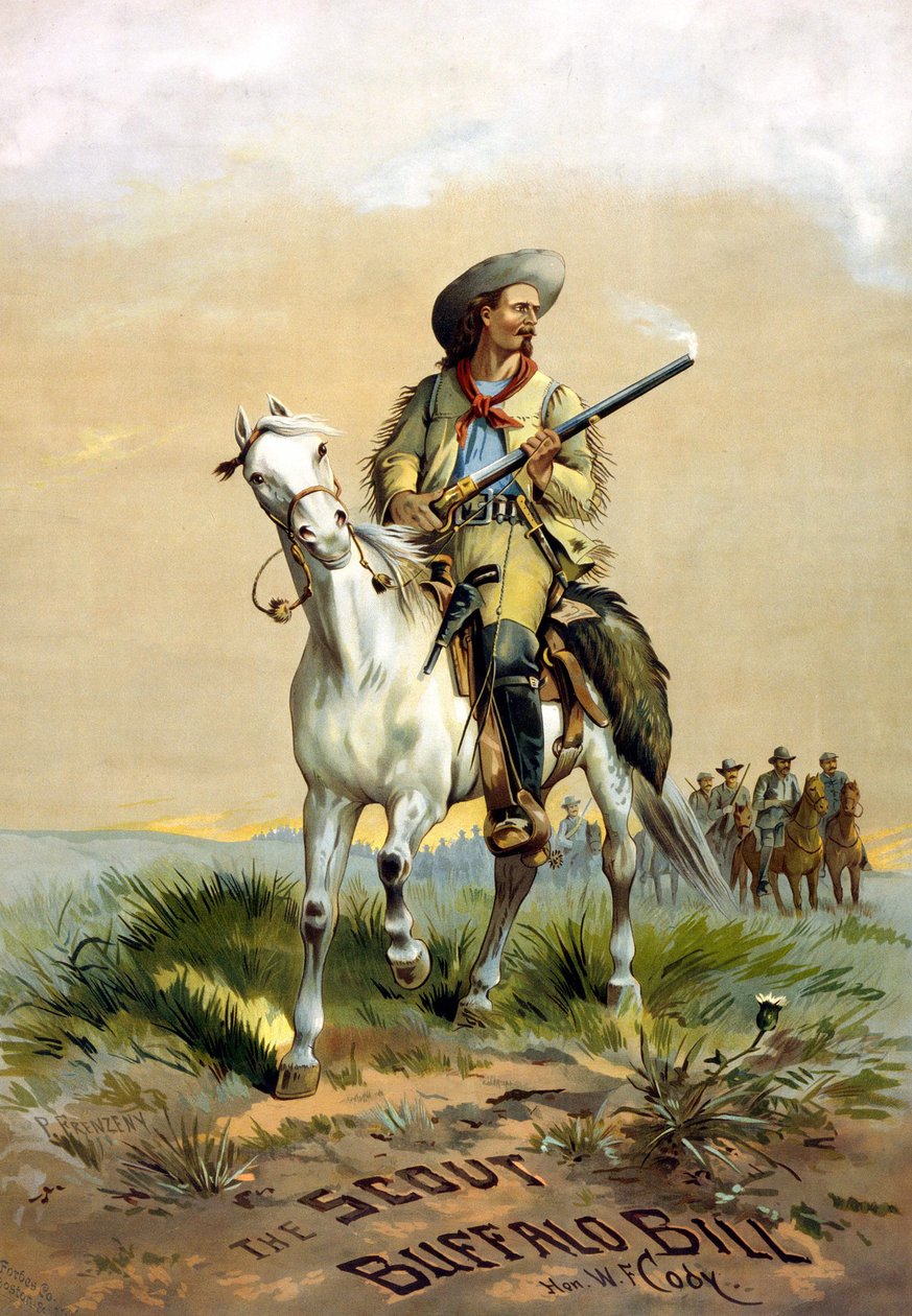 Omslag till boken "The Scout Buffalo Bill" av Han. W.F. Cody, illustration av P. Frenzeny, sd. mellan 1860 och 1890. av Paul Frenzeny