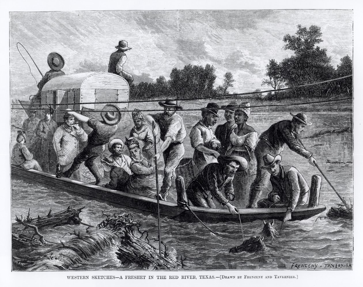 Western Sketches, a Freshet in the Red River, Texas, illustration från 