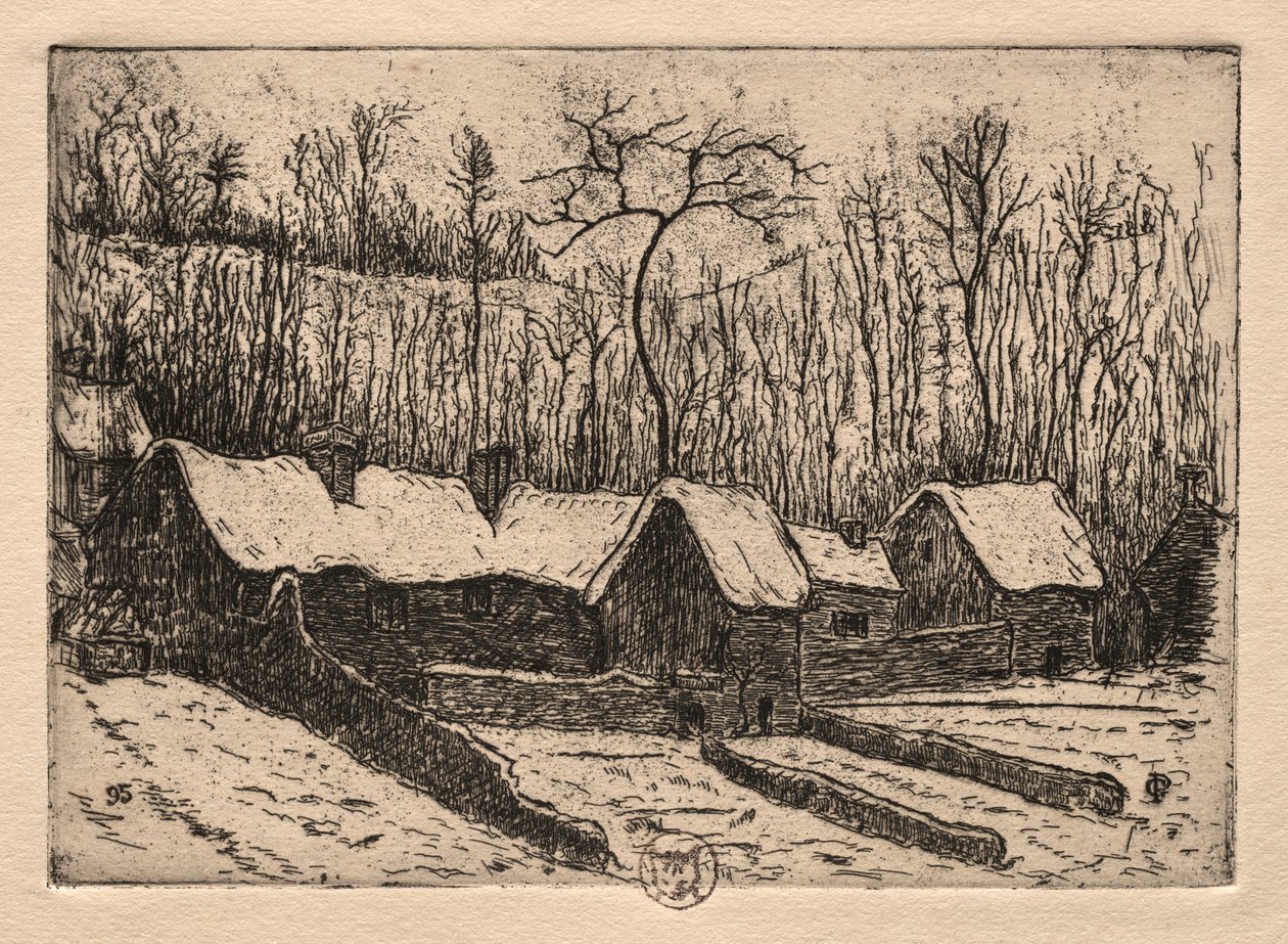 Sex etsningar: The Thatched Bagery, Auvers av Paul Gachet
