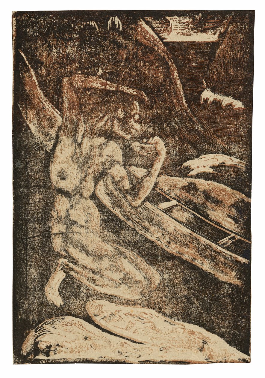 En fiskare som dricker bredvid sin kanot av Paul Gauguin
