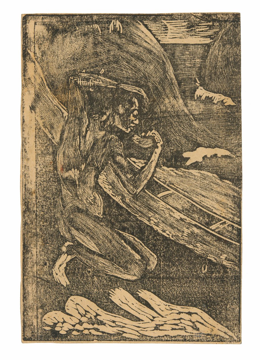 En fiskare dricker vid sidan av sin kanot av Paul Gauguin