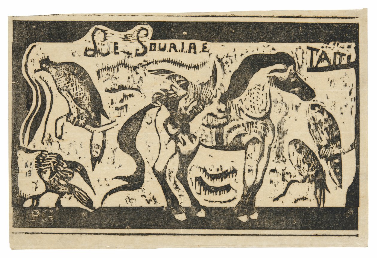 En häst och fåglar, headpiece för Le sourire av Paul Gauguin