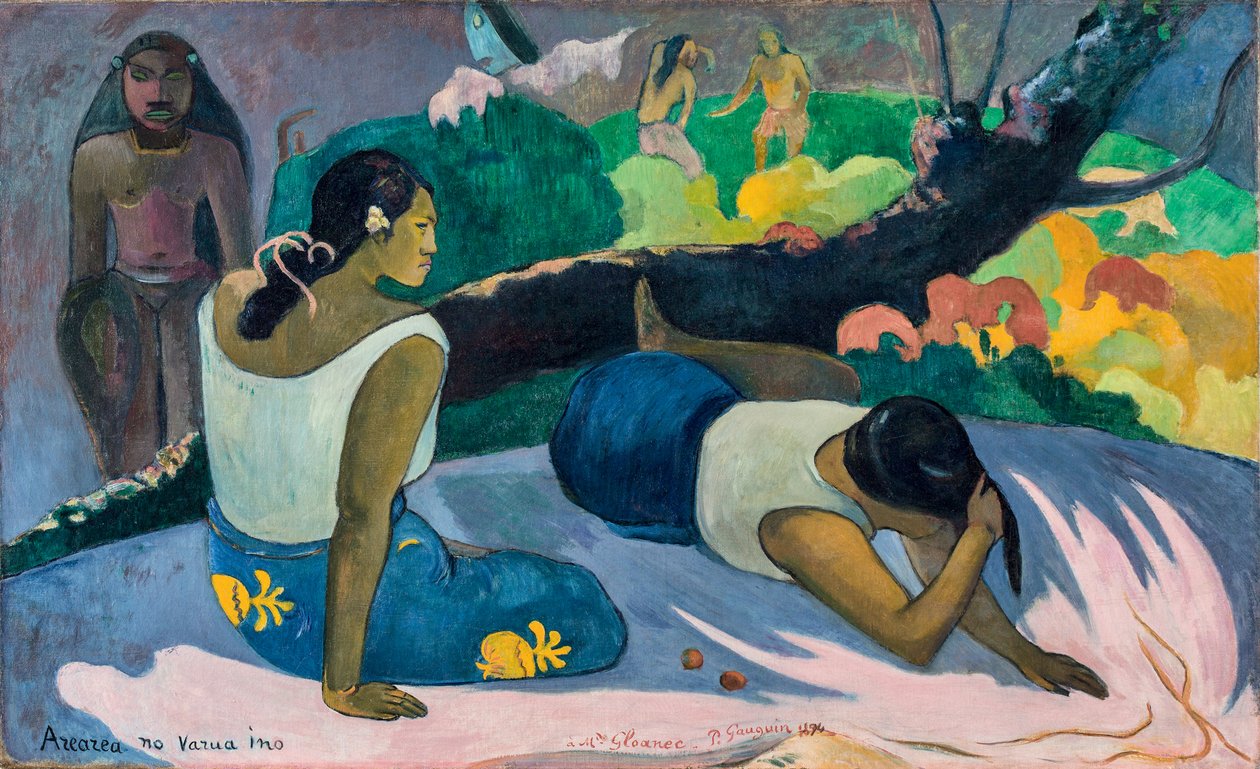 Arearea no Varua ino Djävulens ord eller liggande tahitiska kvinnor. av Paul Gauguin