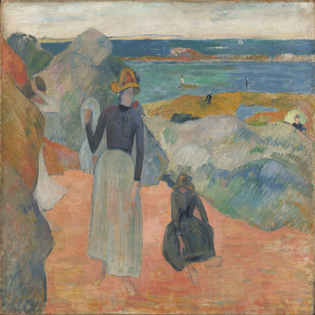 Vid stranden, Bretagne av Paul Gauguin