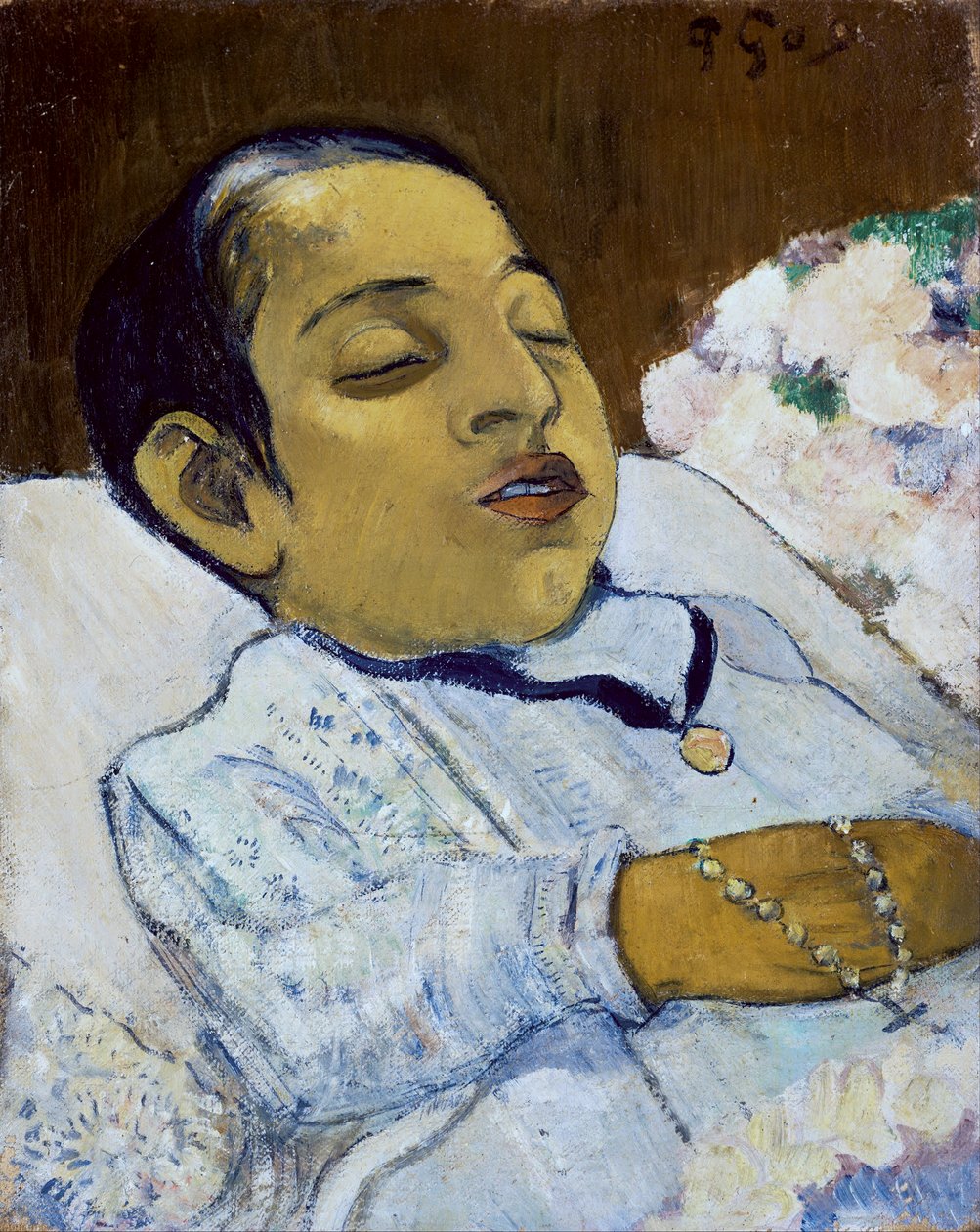 ""Atiti"" Det döda barnet i en säng - Målning av Paul Gauguin av Paul Gauguin