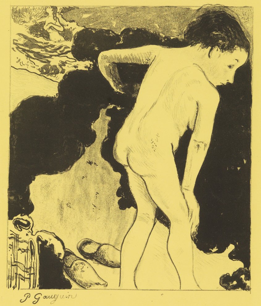 Badande i Bretagne, från Volpinisviten: Dessins lithographiques, 1889., 1889. av Paul Gauguin