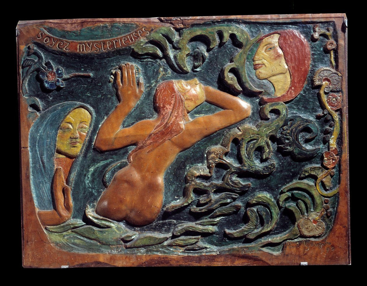 Be Mysterious Relief snidad i lindträ av Paul Gauguin (1848-1903) av Paul Gauguin