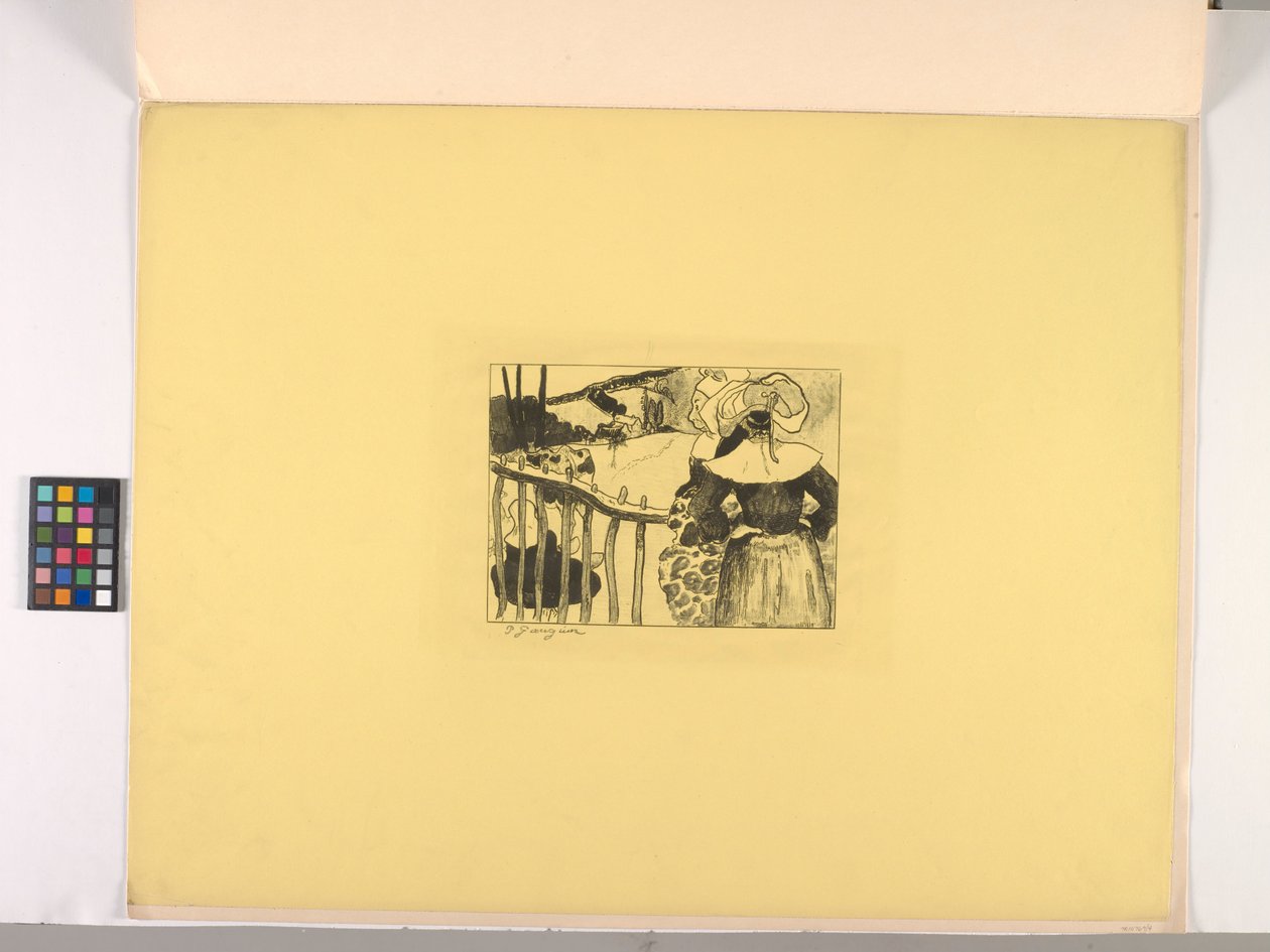 Bretonska Kvinnor Vid Ett Staket av Paul Gauguin