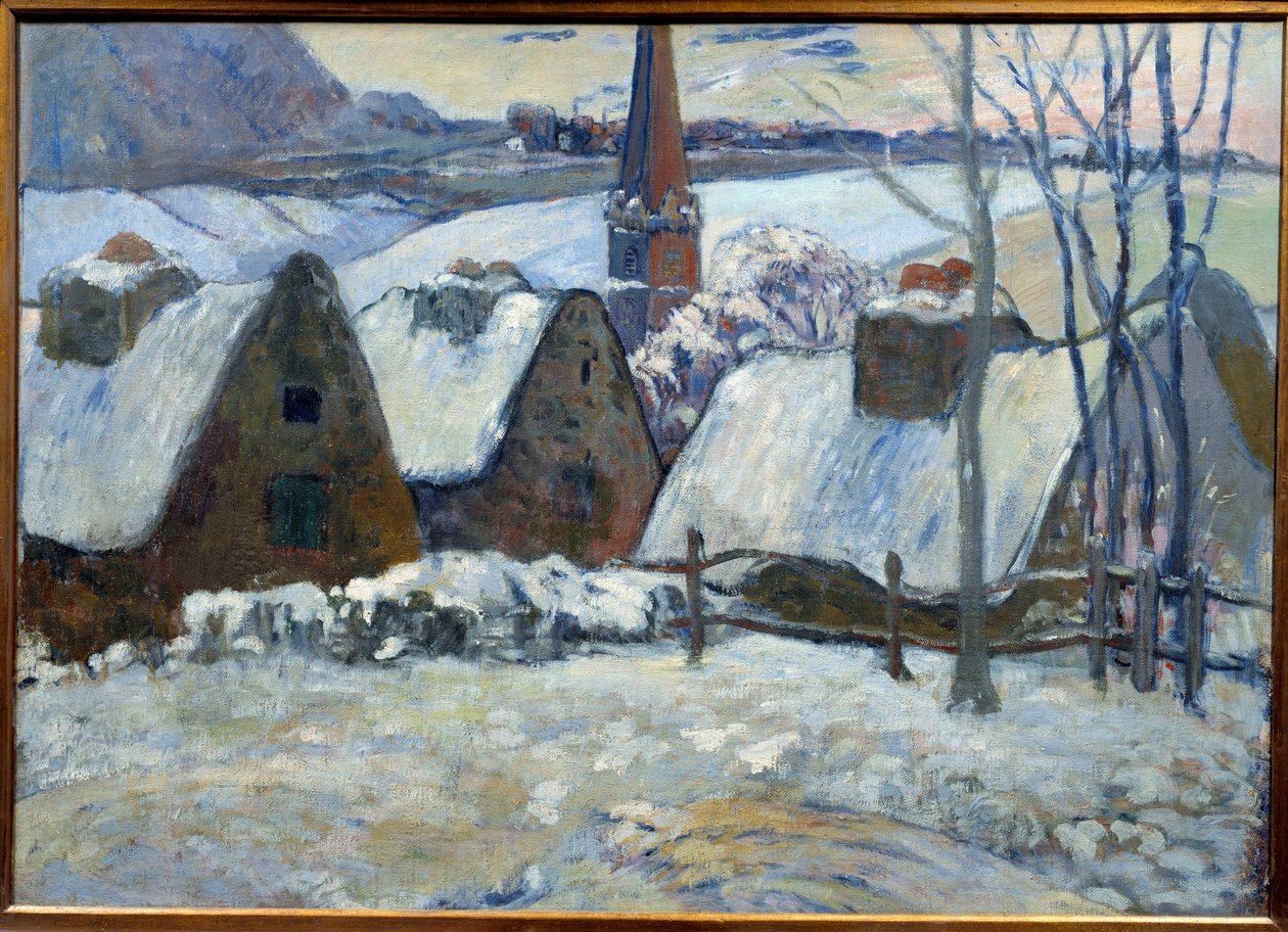 Breton by under snö 1894. Målning av Paul Gauguin (1848 - 1903) av Paul Gauguin
