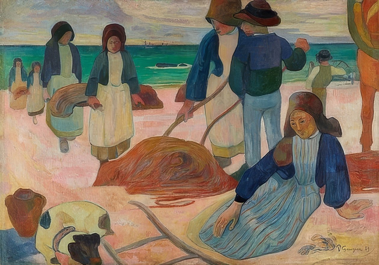 Bretonska sjögrässamlare (II) (Ramasseuses de varech (II)). 1889 av Paul Gauguin