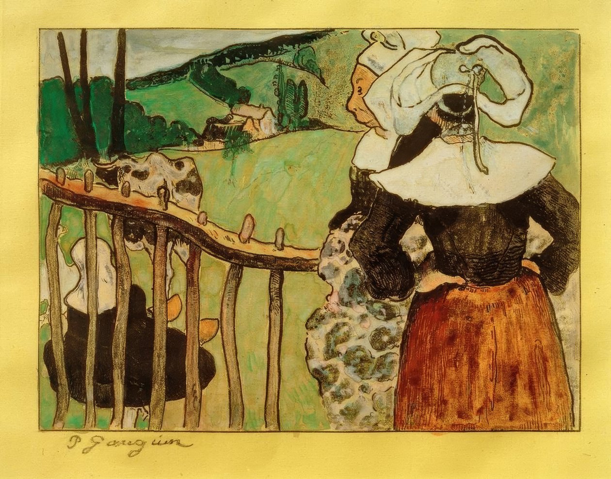 Bretoner vid barriären av Paul Gauguin