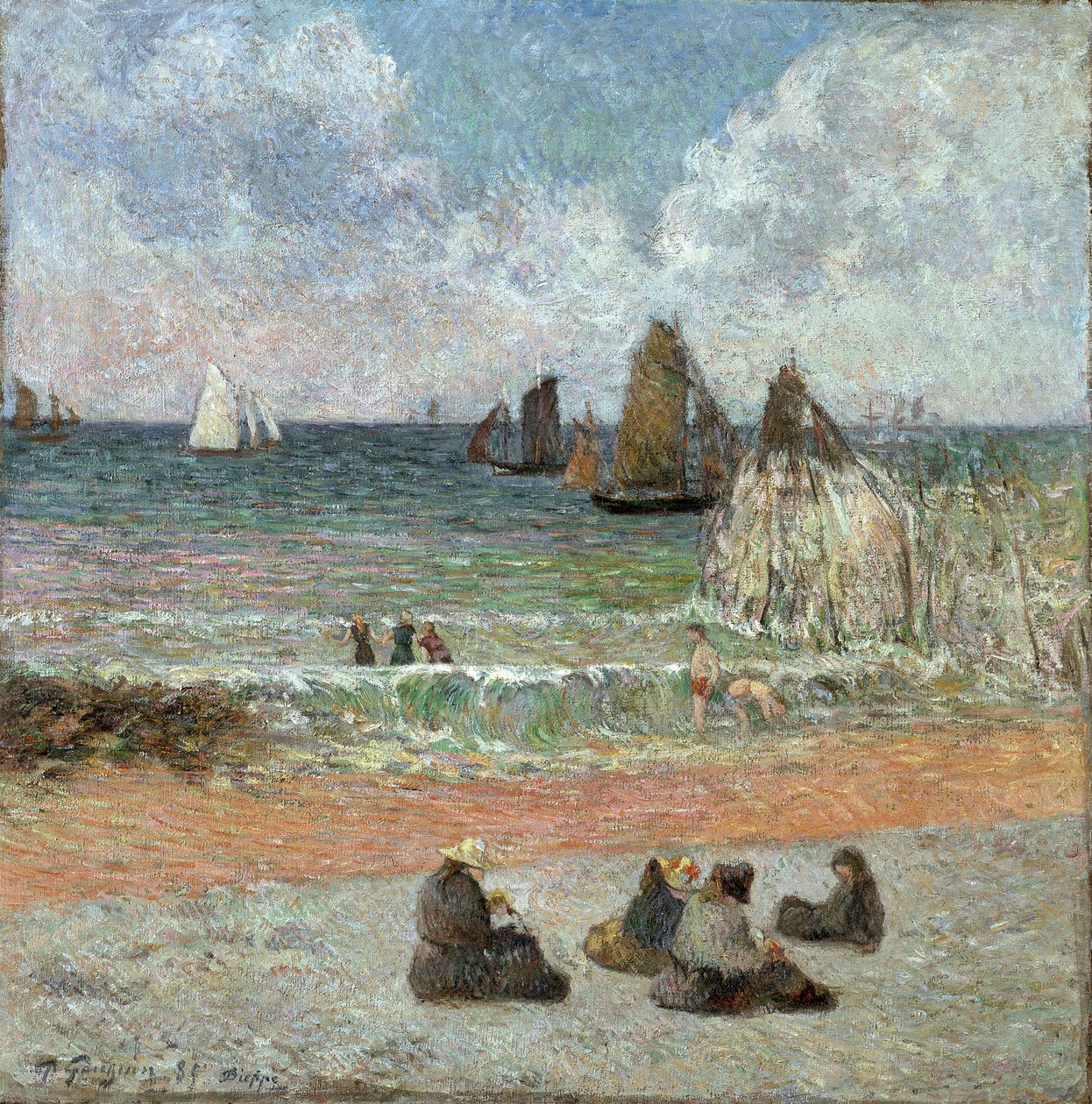 Kusten vid Dieppe par Gauguin, Paul Eugene Henri (1848-1903). Olja på duk, storlek: 71,5x71,5 av Paul Gauguin