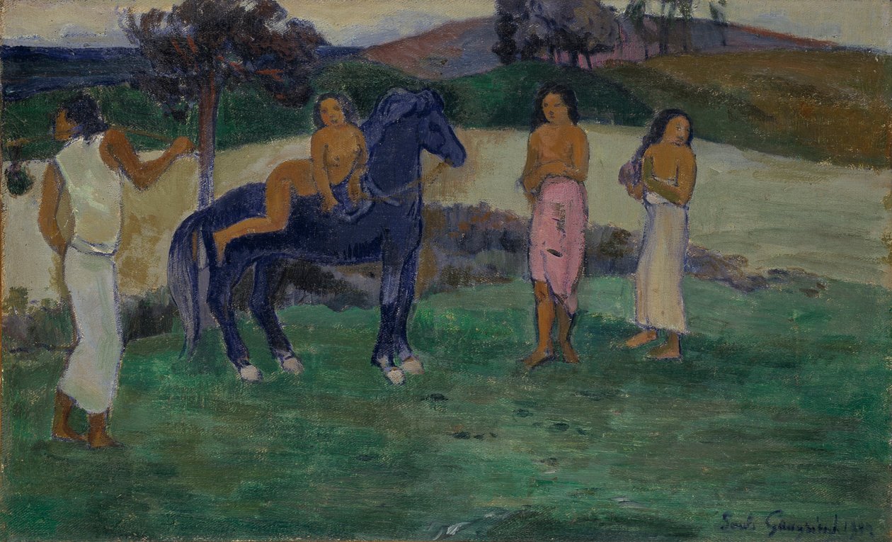Komposition med figurer och en häst, 1902. av Paul Gauguin