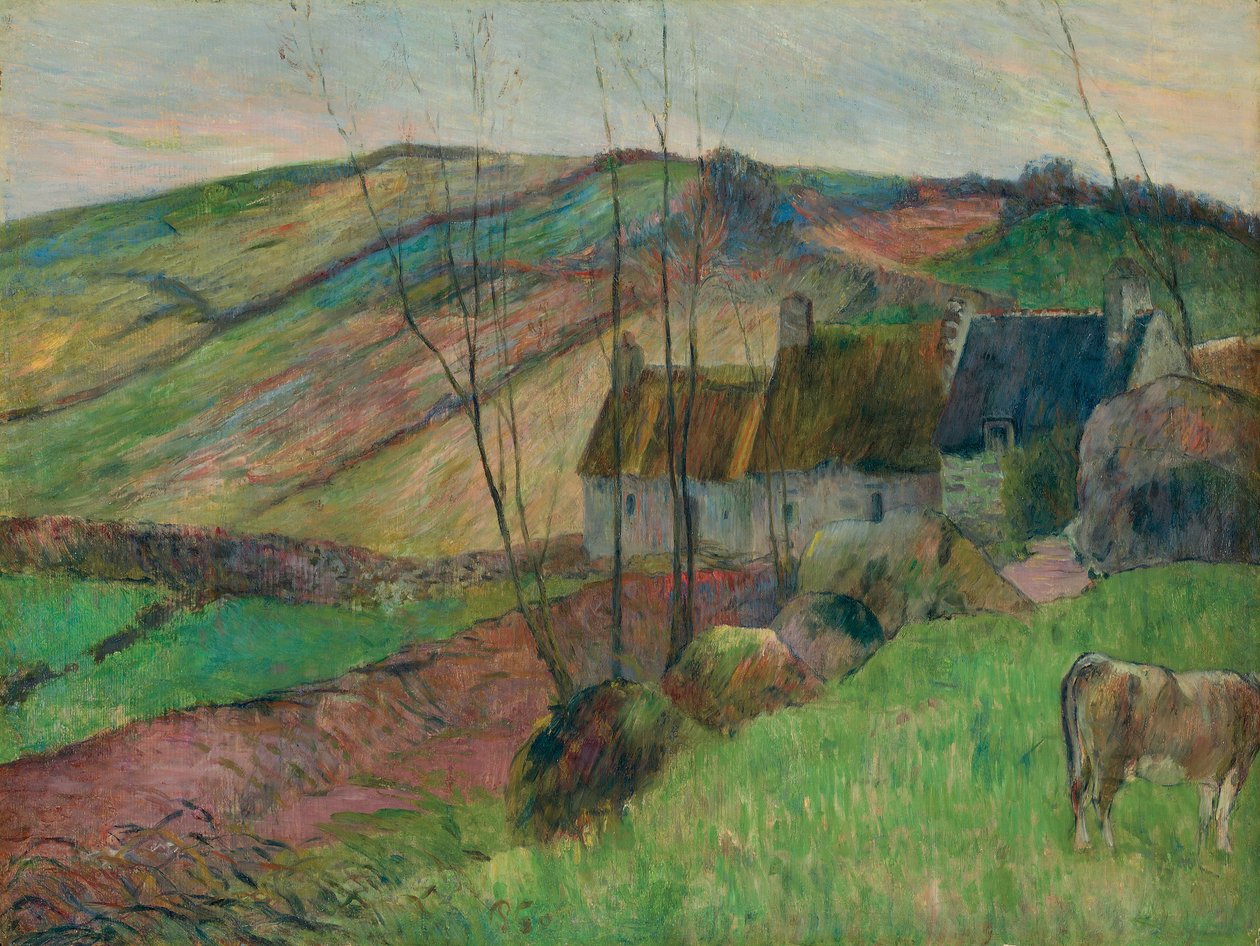 Stugor på flankerna av Mont Sainte-Marguerite; Stugor på sidan av Montagne Sainte-Marguerite, 1888 av Paul Gauguin
