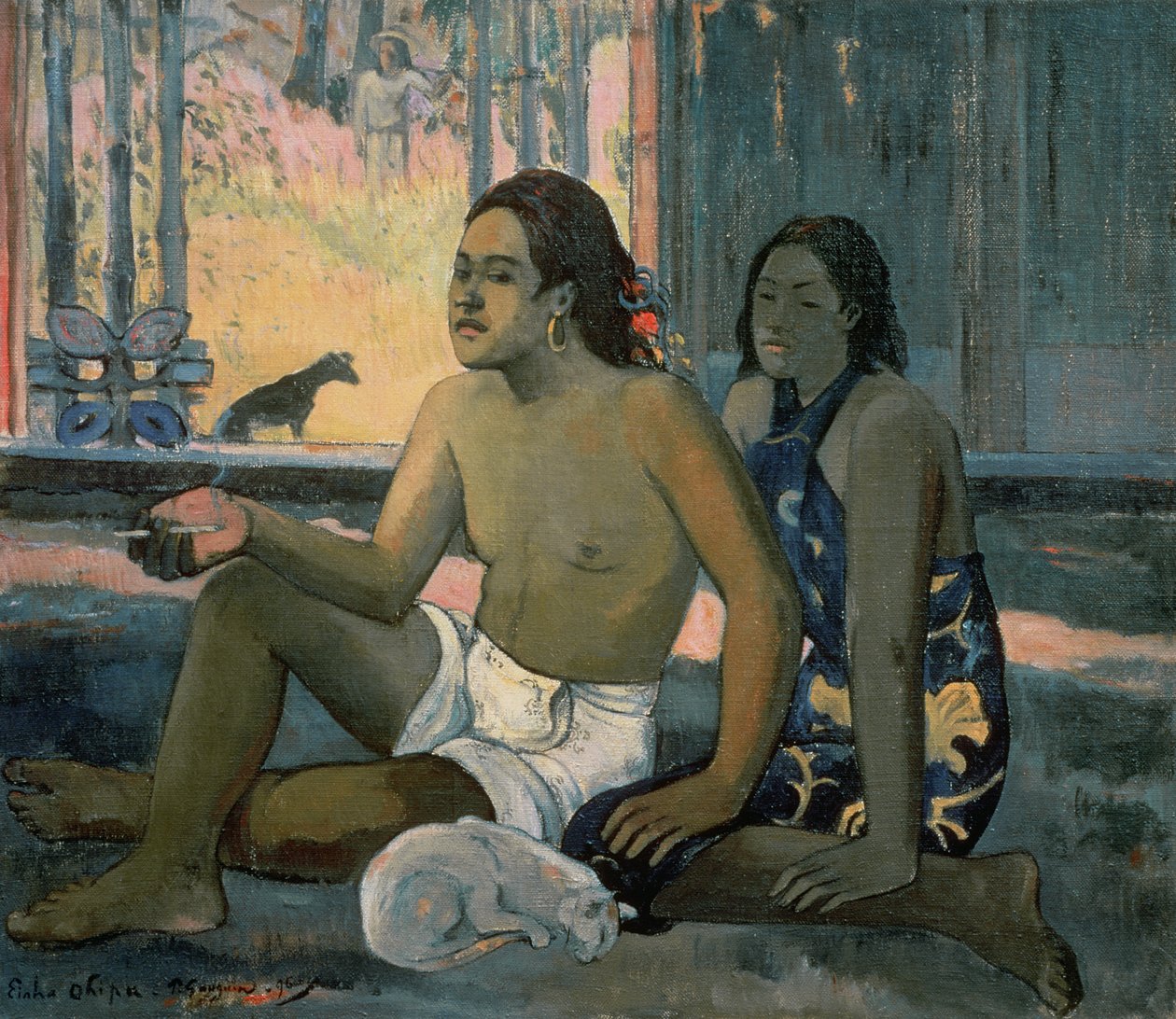 Inget arbete eller tahitianer i ett rum av Paul Gauguin