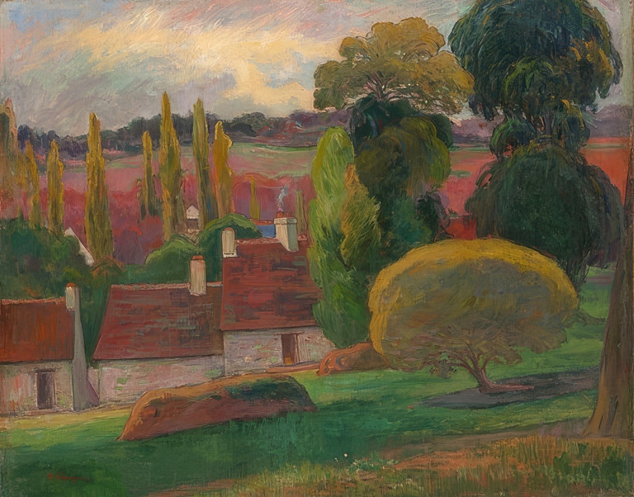En bondgård i Bretagne. Omkring 1894 av Paul Gauguin