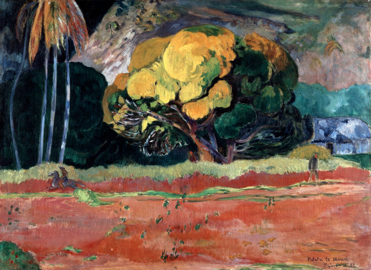 Fatata Te Moua vid foten av ett berg, 1892. av Paul Gauguin